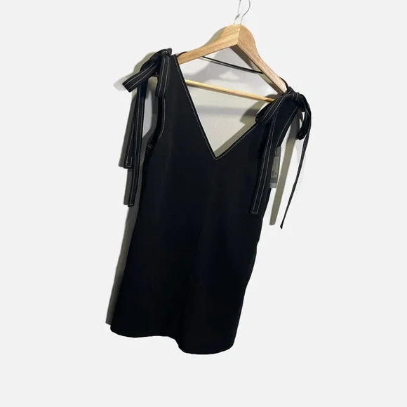 Endless Rose Stitched Tie Shoulder Dress Womens Small Black Mini Shift 6587 NEW - Picture 3 of 6